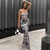 Work Dresses 10 Wholesale Spring Skirt Set Women Sexy Strapless Tube Top Long Printing Two 2 Piece Ses Bodycon Dress Suits 10504