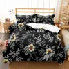 Daisy duvet täckning set vita blommiga mönster sängkläder set romantiska blad och blomma täcker täcker full drottning för flicka kvinnor tonåring