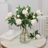 Decoratieve bloemen Aantrekkelijke simulatie Bloem Real Touch Artificial Non-Fading Diy 2 Heads Multi-Layer Bloemblaadjes Pioen