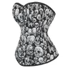 Gothic steampunk crâne imprimé haut de corset pour femmes burlesque Trainer corps shaper vintage satin bustier lingerie plus taille