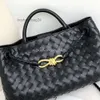 Wschodnia/West Andiamo Designer Bottgas Venetas Girl Bags Nowe wysokiej klasy tkaninowe skórzane wiadro jedno ramię z dużą ręczną torbą Crossbody Women Tbby