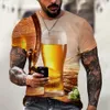 Trendy Summer Men's T-Shirt Creative Beer Graphic 3D Gedrukte Bar Hip Hop Personality Short-Sleeve Street O Collar Plus Size Top