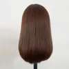 Mittelbraunes menschliches Haar jüdische Perücke Jungfrau Europäische Haut Seidenoberteil koscherer Perücke gleiche Länge Haare gerade Bob -Perücke 4 "x4" Seidenbasis