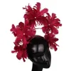 Cappello Sinamay di alta qualità Flower Flower Sttrich Affastore Cocktail Occasionali acconciature per copricapo con velo decorazione 240401