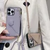 Luxury Leather Shoulder Strap Phone Fall för iPhone 13 12 11 14 Pro Max Necklace Crossbody Lanyard Wallet Card Card Love Cover Cover