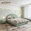Luxury Luxury Belle couleur verte lit Kid's Boy and Gril Leather Enfant Child pour petit appartement de chambre à coucher décoration de meubles