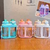 Water Bottles Large Capacity Plastic Drink Bottle 1600ml Cup With Straw Double Drinking For Student School Gif