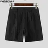 INCERUN 2023 Korean Style New Men's Straight Tube Loose Pleated Shorts Casual Streetwear Male Solid Color All-match Shorts S-5XL