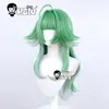 パーティー用品Huohuo Cosplay WigゲームホンカイスターレールHSIU 70cmグラスブルーグラジエントライトライトシルバーロングヘア合成キャップ