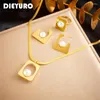 Orecchini di collana set Dieyuro 316L Acciaio in acciaio inossidabile anello di perle geometrici per donna Girl Party Gift Fashion Jewelry Bijoux