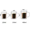 YWDL 220/300/400 ml podwójne szklane szklane kubki espresso kubek z kubką z uchwytem na gorący zimny sok z napojów mlecznych