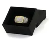 Mensringar Hip Hop -smycken Iced Out Diamond Ring Micro Pave Cz Yellow Gold Plated Ring Trevlig gåva för vän4478174