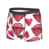 Red Lips and Heart Man Underwear Boxer Briefs Shorts Plantures drôles Sous-pants respirants pour S-XXL masculin