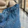 Denim Çöp Çanta Tasarımcısı Kadın Omuz Torbası Gümüş Donanım Lüks El Çantası Para Matelasse Zincir Crossbody Alışveriş