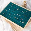 Houten groene/unqiue beige vevlet case ketting organisator Jewlery verpakking geschenkdoos ring oorranghouder