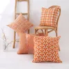 Pillow 45x45cm Nordic Embroidery Couch Cover Geometry Orange Soft Throw Decorative For Sofa Office Home Decor