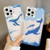 Fantasy Whale Clear Phone Case för iPhone 14 13 12 11 Pro Max SE2 8 7PLUS X XR XS Anime Colorful Whales Cloud Transparent Cover