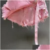 スカートIrregar Pink Denim Skirt Womens Summer Summer High Waist Slimming False 2ピースA-ラインワークウェアショートミニ2023ドロップデリバリーAppr1i