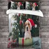 Bedding Sets 3pcs Christmas Bed Sheet Set Pillow Case Duvet Cover Pillowcase Santa Claus Bedspread Xmas Gift Drop