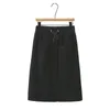 Plus Size XL4XL Womens Autumn Winter Elastic Waist Cargo Skirts Ladies Elegant Female Aline with Back Slit 240328
