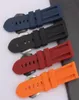 Sehen Sie die Bänder mit 24 mm schwarz rot blau orange wasserdichtem Silikon -Gummi -Watchband -Bandband für PAM Logo214S8431735 an.