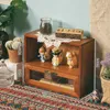 Nordic Solid Wood Vintage Wooden Double Door Display Cabinet Sundries Cosmetics Storage Cabinet Drawer Desktop Storage Box