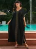 Основные повседневные платья Lorylei отдых из золотого вышитого рода Kaftan Rope Fomens Beach Платье для женщин Летняя одежда Kaftan наряд длинные платья Q1624 L49