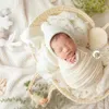 Cobertor de bebê de malha com borlas de fotografia recém -nascida adereços de malha.