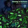 Blankets Swaddling Luminous dinosaurs throw blankets for girls boys plush flannel blankets Christmas trees glow in the night super soft Y240411