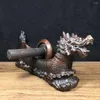 Decorative Figurines Pure Copper Dragon Boat Grinding Machine Traditional Chinese Pharmaceutical Equipment Accessories