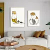 Toiletkat spelen mobiele telefoon papier poster eenvoudige huisdier prints canvas schilderen muur kunst foto's huis kamerkamer decoratie