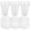 Tazas desechables pajitas 50pcs bebidas fiestes de fiesta de jugo transparente suministros despejados con tapas