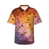 Men's Casual Shirts Music Notes Shirt Colorful Print Vintage Hawaiian Male Short-Sleeve Vacation Fashion Custom Oversized Blouses