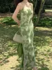 Городские сексуальные платья ретро повседневные женские летние спагетти плечо ремня миди -платье рукавицы элегантное и модное тонкое платье для вечеринок Fe платье C240411