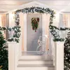 Decorative Flowers Christmas Teardrop Wreath With Bowknot Balls Swag Reusable Garland For Malls Walls Fireplaces Doors And Bars