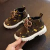 Boots Claladoudou 12-14cm Baby Boys Fashion Casual Fashion para otoño a principios de invierno Leopardo Roma Niñas Tobillo 0-2Y