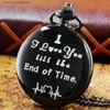 Pocket Watches I Love You Engraving Text Retro Quartz Fob es Roman Pocket Hot New Clock Birthday Gifts For Girls reloj Y240410