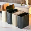 Waste Bins 14L Narrow Press Rin Trash Can with Lid Wastebasket for Bathroom ap Kitchen Foot Waste Dustbin Toilet arbae Can Liht Luxury L49