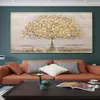 Arthyx ręcznie robione Money Tree Malanka olejna na płótnie, nowoczesne abstrakcyjne złote krajobraz sztuki ścienne, obraz dla żywego Beroom, wystrój domu