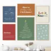 Kerstdecor posters Merry Christmas Tree Garland canvas schilderen Noordse poster vakantiekamer Wall Art Foto voor huisdecoratie