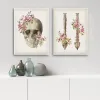 Retro Nostalgia Skeletal Muscle Anatomy Art Canvas Painting Floral Foot Bone Medical Poster Print Picture Modern Decoration