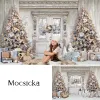 Mocsicka Christmas Tree Gift Photocall Backdrop Window Fireplace Baby Family Portrait Photography Backgrounds For Photo Studio