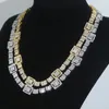 Bling Cz carré Collier de chaîne de liaison cubaine glacée