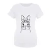 Pâques Femmes Maternité à manches courtes Couw Nou Rabbit graphique Côtés ruchées T-shirt Tops Grossesse Leggings de maternité française