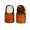 14pcs Cosmetic Containters 89Dia. Empty Facial Cream Jar Shiny Gold Black Lid Brown Plastic Hair Wax Pots Refill Bottle 500ML