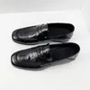 Casual schoenen Temperament klein vierkante kopontwerp Een voet stare leer hoogwaardig gevoel retro hand-scratch loafers mannen