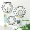 Dekorative Teller Eisen hexagonales Gitter Wandregal Kombination hängende geometrische Figur Dekoration für heimische Sechskantregale Nordic