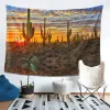 Southwest Desert Vintage Tapestry, Arizona Cactus Sunset Picnic Mat Hippie Trippy Tapestry Wall Art Decor voor slaapkamer woonkamer