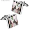 Couchettes Hawson Square Mother of Pearl / Grey Seashell Cuffushs Fashion Triangle Shell Mens Bouton Cuff Best Cadeaux pour les hommes de mariage Cuffl Y240411