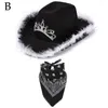 Bérets Pink Cowboy Hat Cowgirl Western avec bandana fêtes costumée couronne plume featora panama rhin d1w1